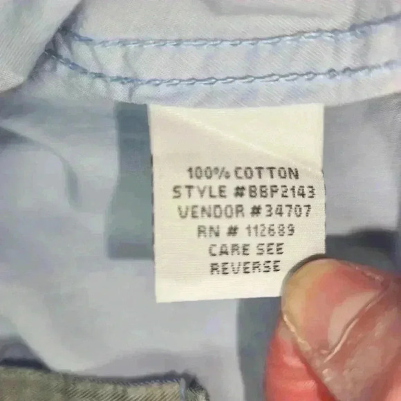 Buckle Black Button Up Shirt Size L Long Sleeve Blue Grey Button Pockets *READ* - Picture 4 of 15
